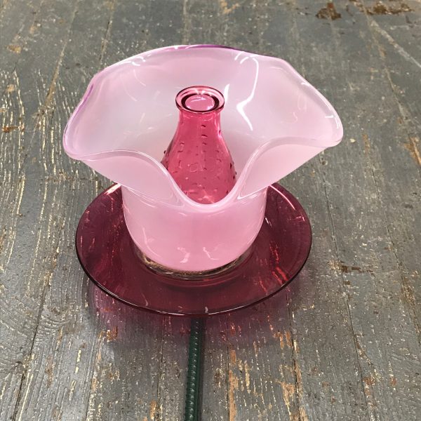 Depression Glass Garden Flower Medium Rose Powder Pink Center