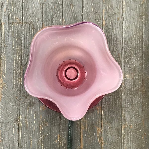 Depression Glass Garden Flower Medium Rose Powder Pink Center - Image 2