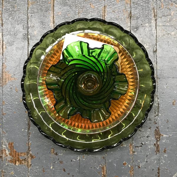 Depression Glass Garden Flower Medium Green Carnival Amber Opaque - Image 2