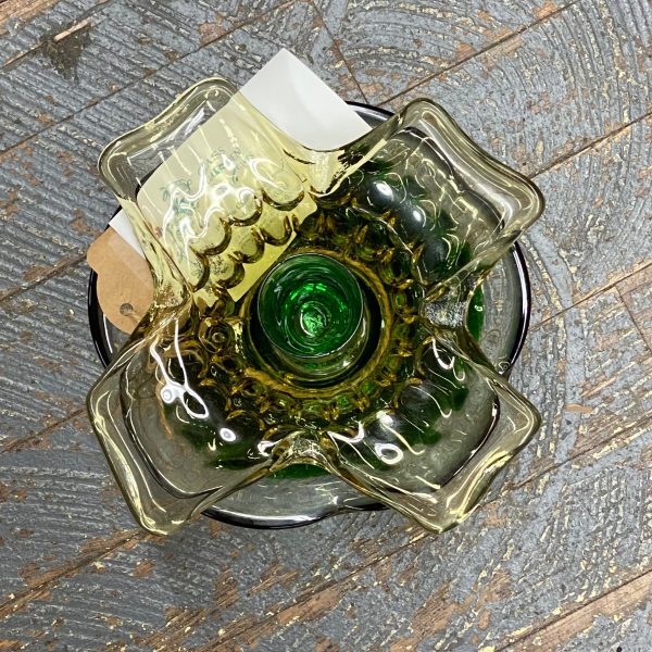Glass Garden Flower Small Green Bowl Yellow Clover Green Vase - Image 2